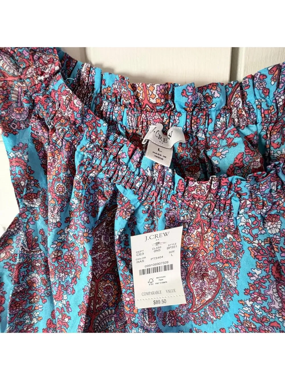 J.Crew Paisley Teal Blue Flutter Strap Tank Dress NWT Boho Preppy